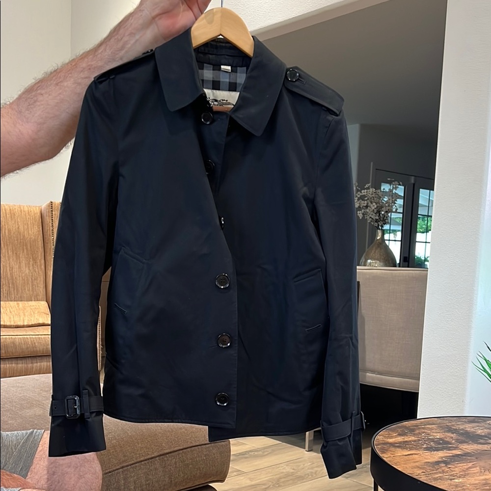 Burberry Black Trench Coat Classic Tailored Design